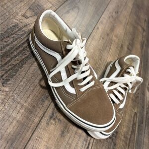 Vans women's Classic Brown and White Sneakers